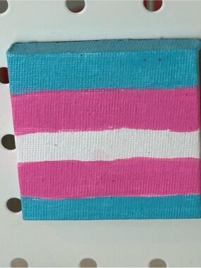 Original Hand Painted Trans Transgender Flag Canvas Manet Pride Month